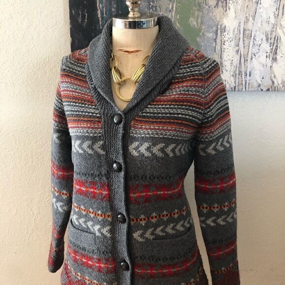 WOOLRICH Cumberland 9679 Charcoal 100% Lambswool Cardigan - Picture 2 of 10